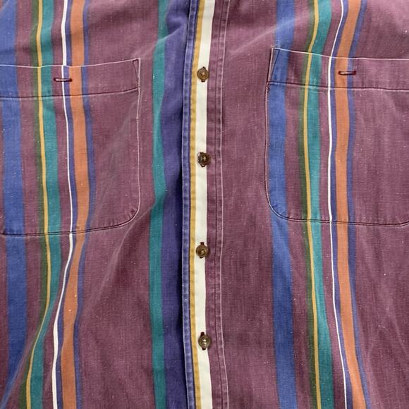 Vtg Chaps CRL Shirt Sz Large Mens Ralph Lauren Striped Button Down Multicolored - Picture 4 of 8